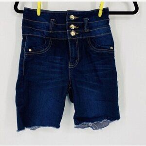 Mitzi Michel cut off dark denim high waist cutoffs. Size 3